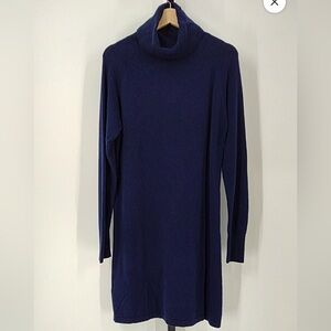 Quince Mongolian Cashmere Navy Blue Turtleneck Sweater Dress Large